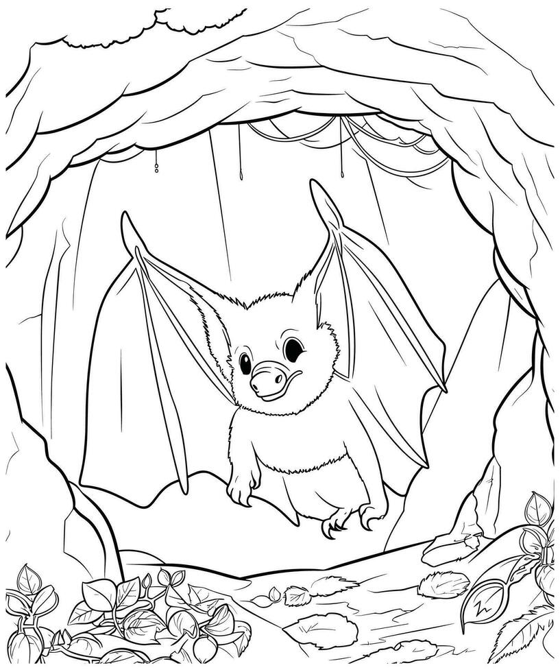 bat coloring Page for adults vector illustration