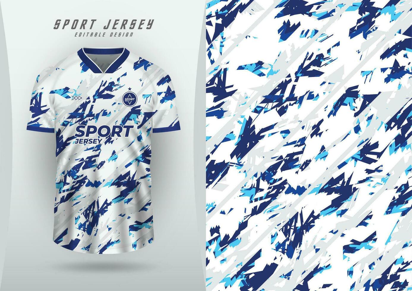 antecedentes para Deportes jersey, fútbol jersey, corriendo jersey, carreras jersey, blanco y azul grunge modelo. vector