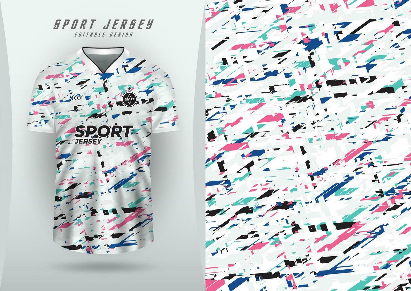 antecedentes para Deportes jersey, fútbol jersey, corriendo jersey, carreras jersey, vistoso poligonal modelo en blanco antecedentes. vector