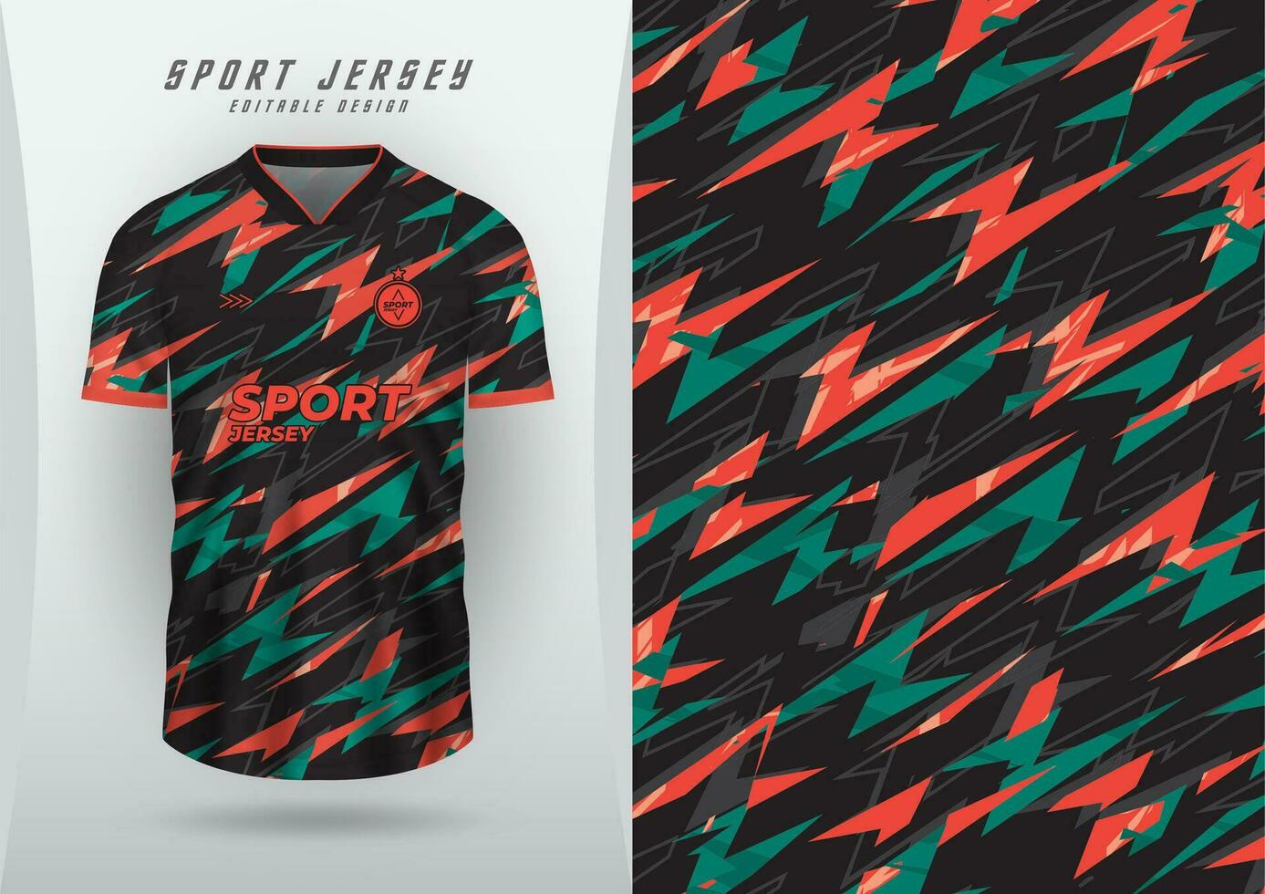 Background for sports jersey, soccer jersey, running jersey, racing jersey, red green lightning pattern. vector