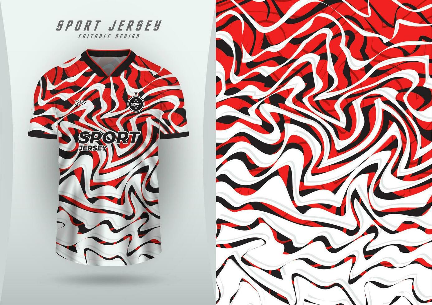 Background for sports jersey, soccer jersey, running jersey, racing jersey, red and white wave pattern. vector