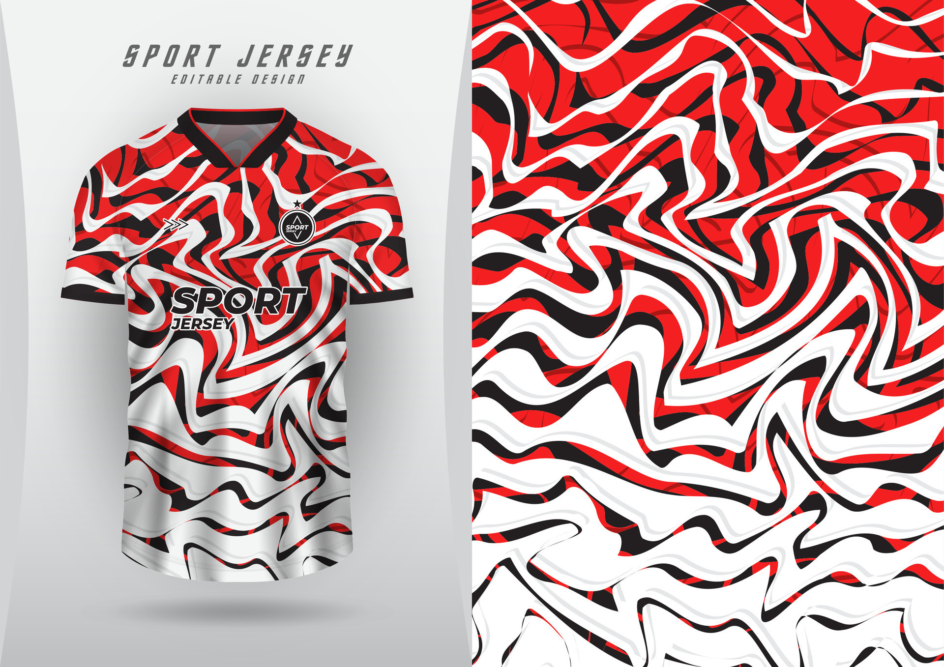 Background for sports jersey, soccer jersey, running jersey, racing jersey, red and white wave