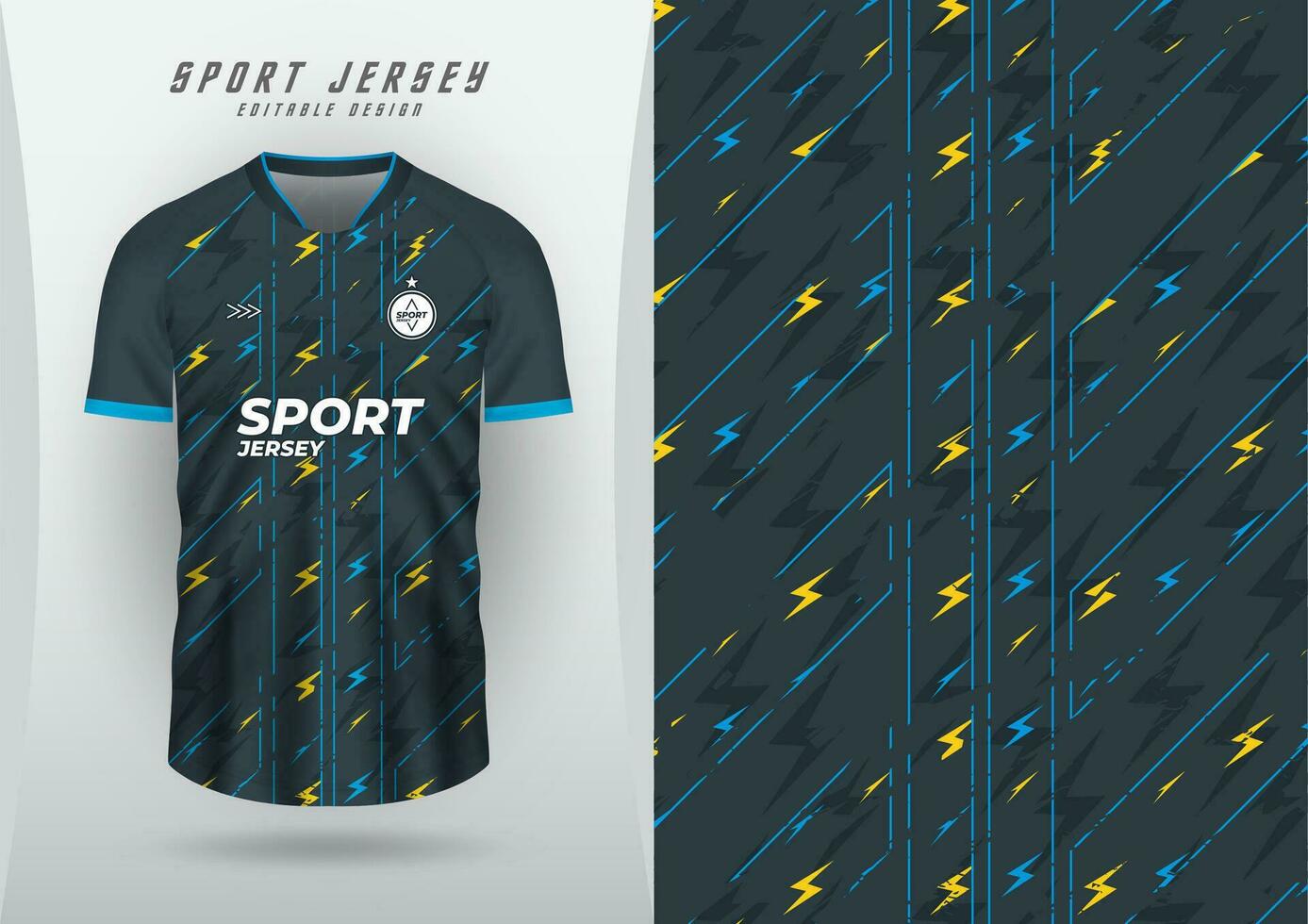 Background for sports jersey, soccer jersey, running jersey, racing jersey, pattern, thunder yellow and blue, dark gray tones. vector
