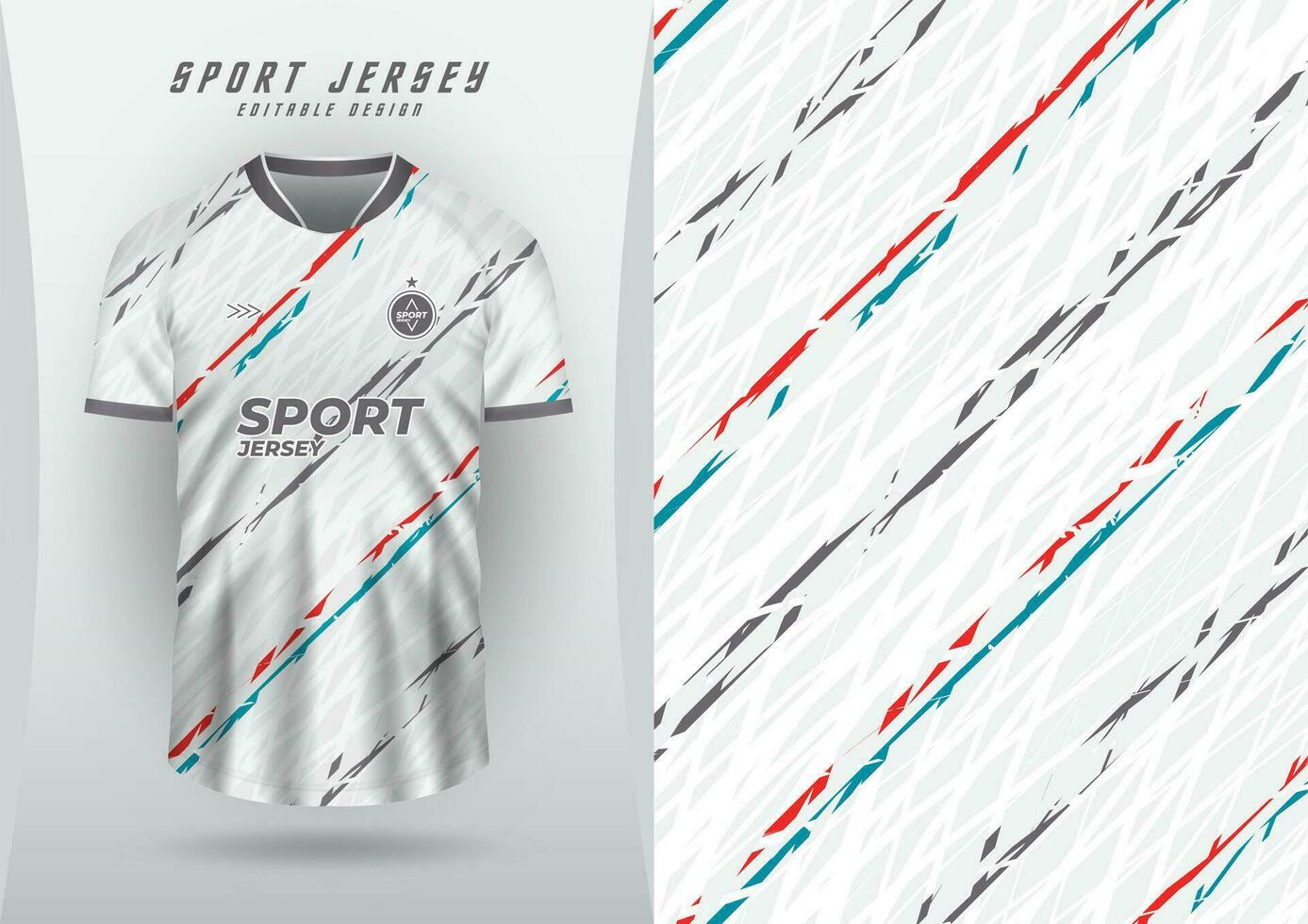 Deportes fondo, jersey, fútbol jersey, corriendo jersey, carreras jersey, rojo y azul rayas patrón, gris tonos vector