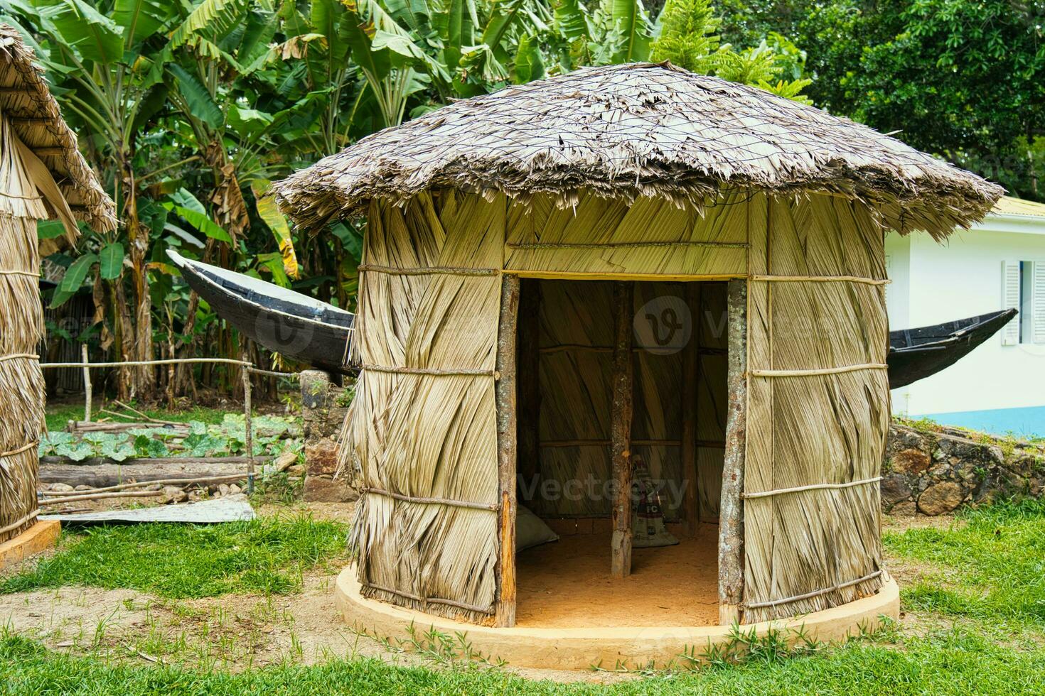 Typical traditional palm hut of the Seychelles, located at the craft village, Mahe Seychelle photo