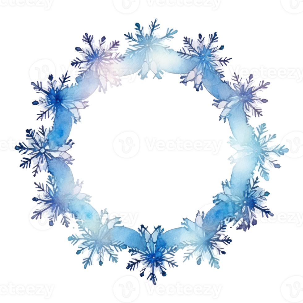 Watercolor snowflake frame. Illustration png