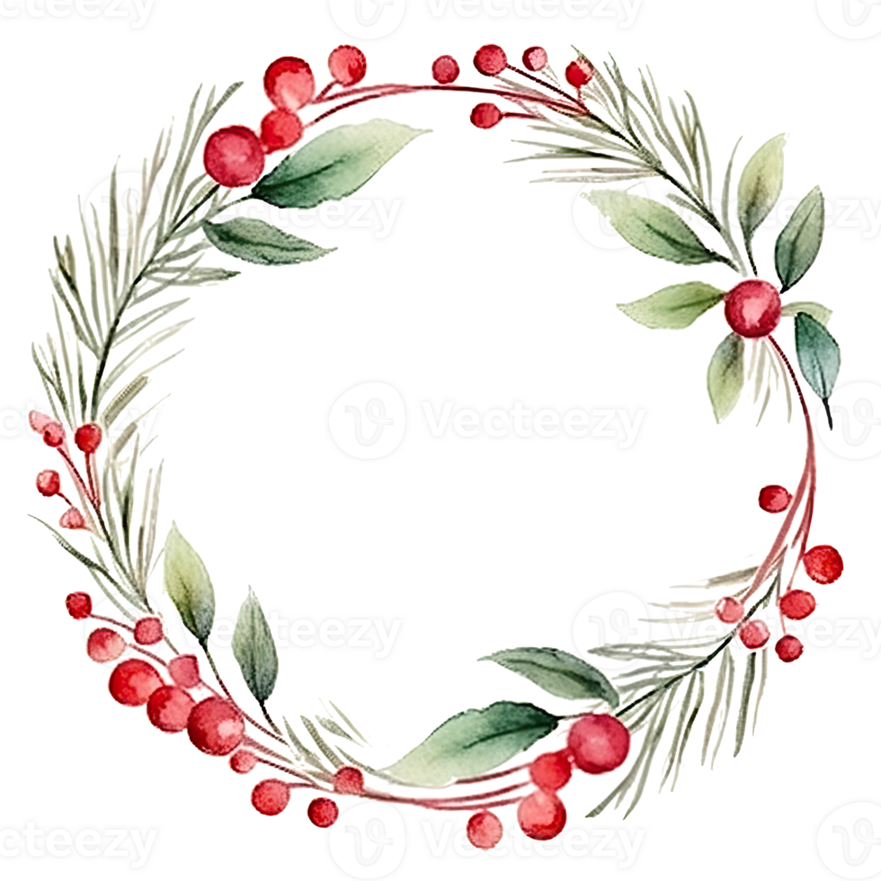 Watercolor Christmas Wreath. Illustration png