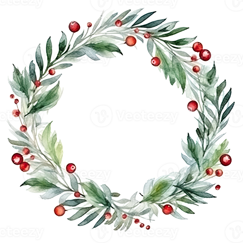 Watercolor Christmas Wreath. Illustration png