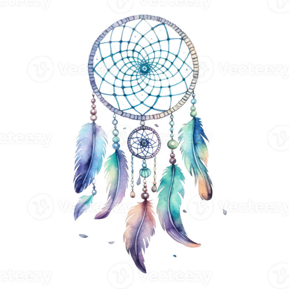 Watercolor dream catcher isolated. Illustration AI Generative png