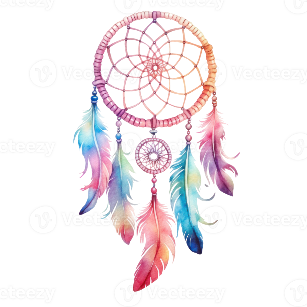 Watercolor dream catcher isolated. Illustration AI Generative png