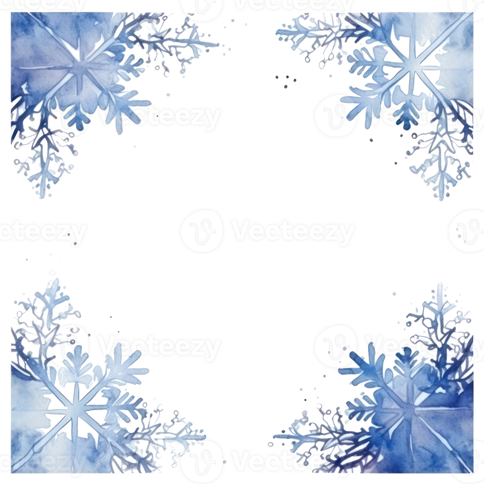 Watercolor snowflake frame. Illustration png