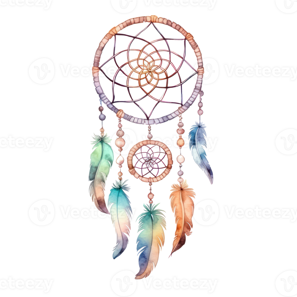 Watercolor dream catcher isolated. Illustration AI Generative png