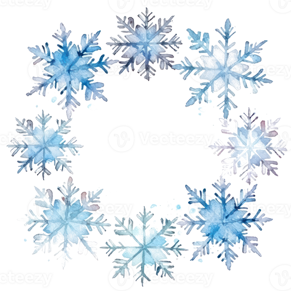 Watercolor snowflake frame. Illustration png