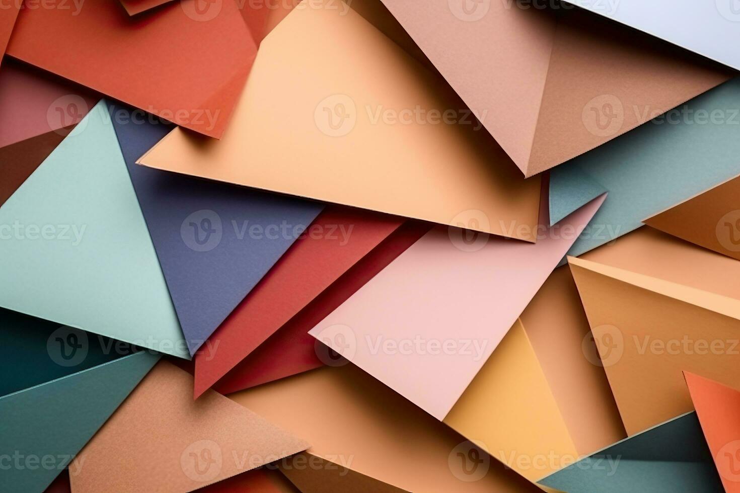 Abstract colored paper texture background. Minimal geometric shapes and lines colors flat lay. Generative AI. photo