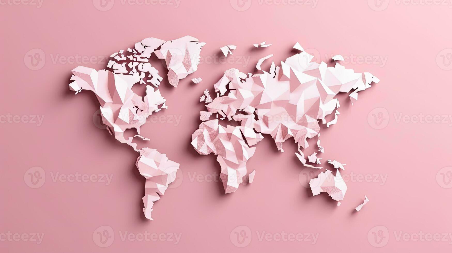World map pink art background. Generative AI. photo