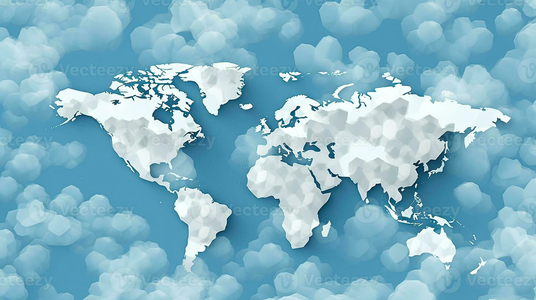 World map clouds background. Generative AI. photo