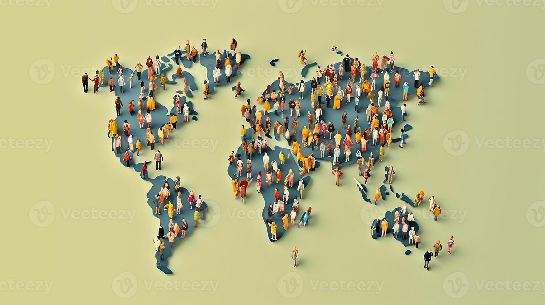 World map population with peoples background. . photo