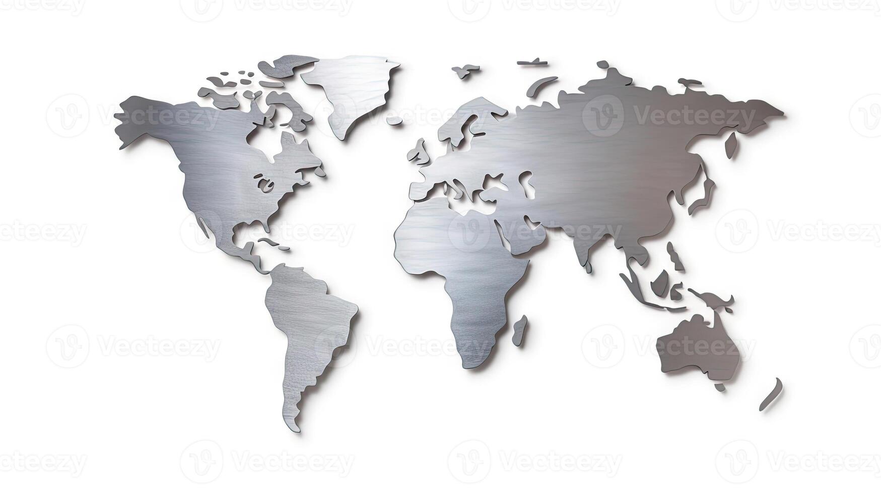 World map silver background. Generative AI. photo