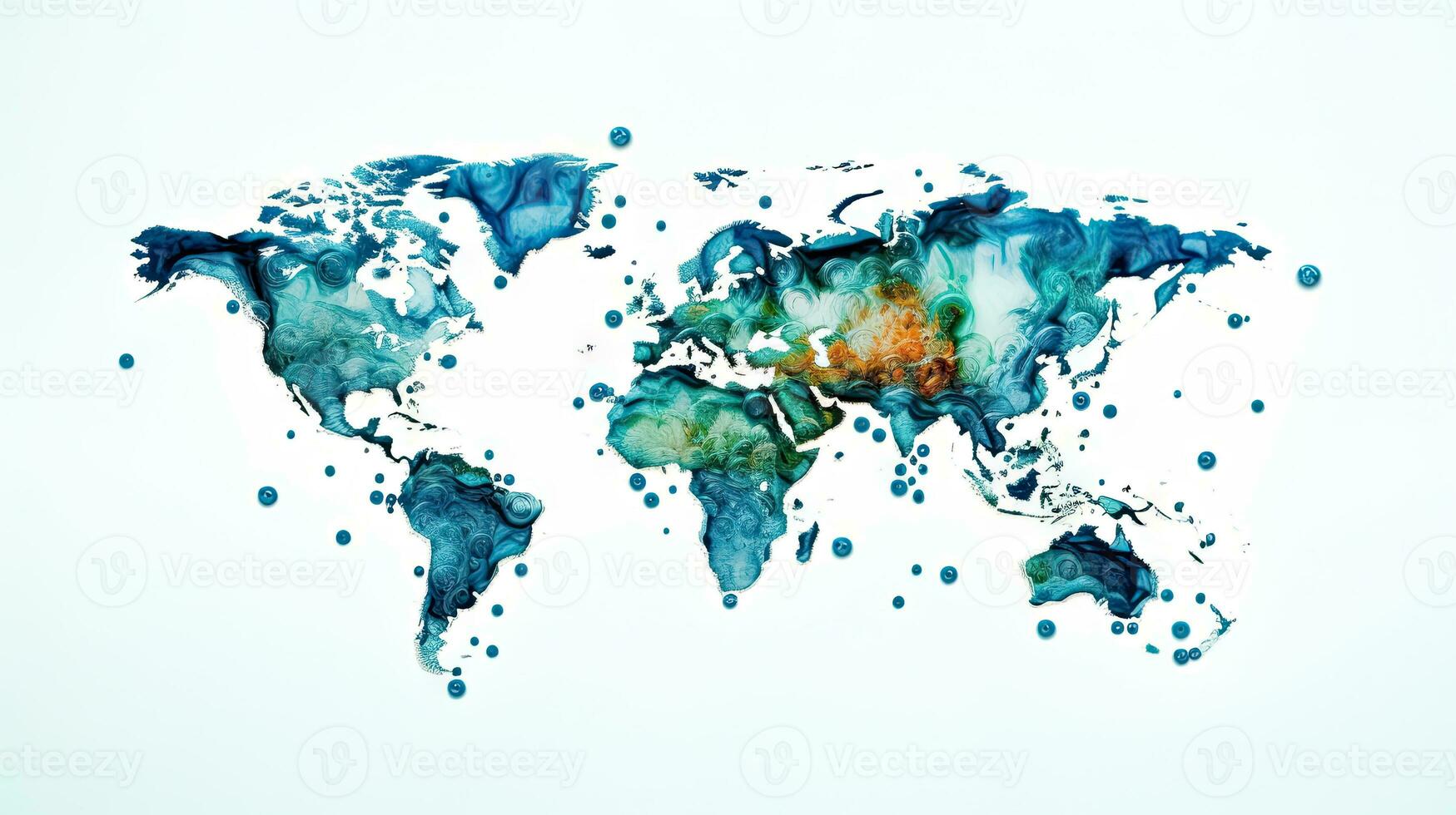 World map water background. Generative AI. photo