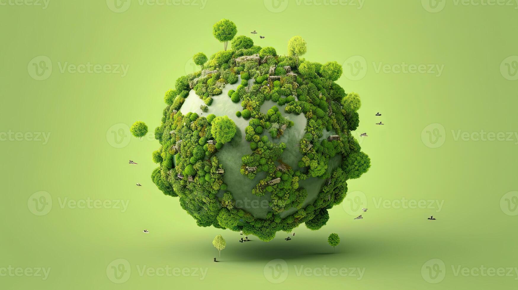 World map green planet world map trees background. . photo