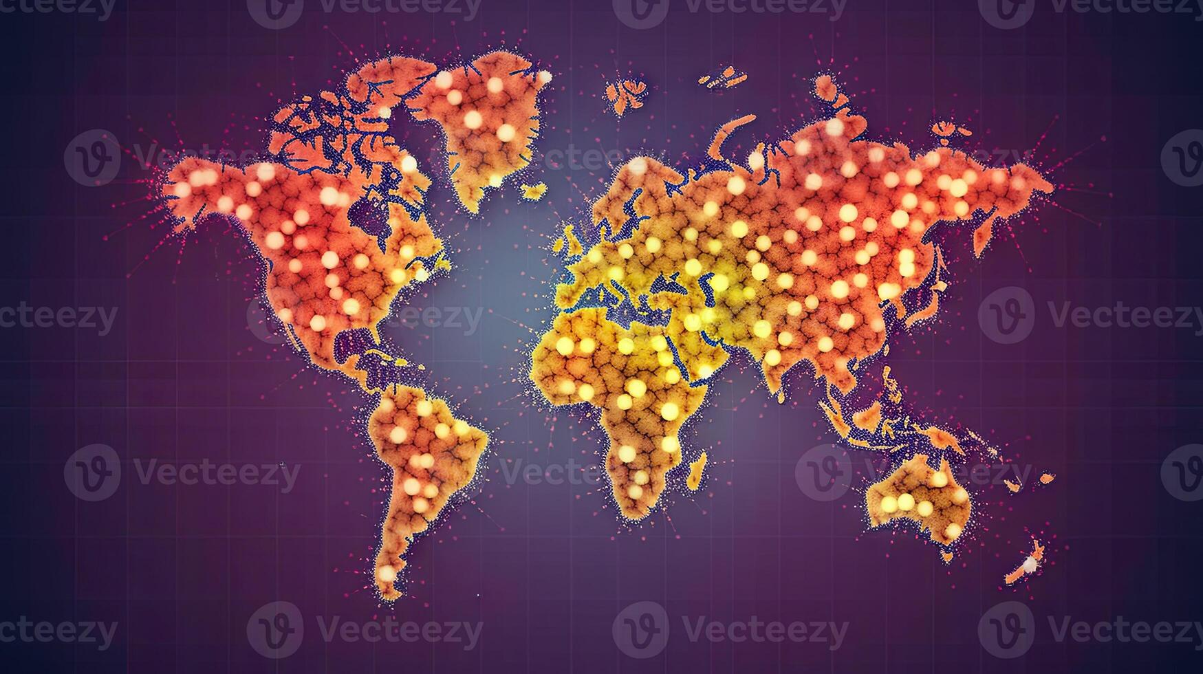 World map virus pandemia background. Generative AI. photo