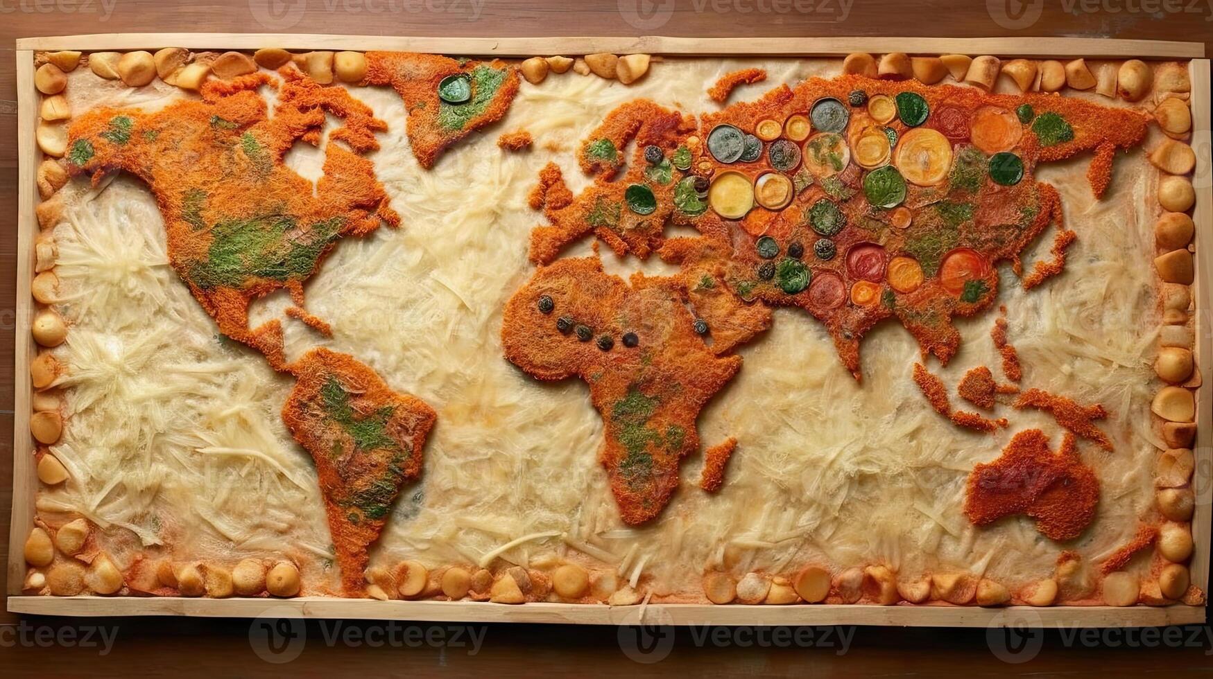 World map pizza background. . photo