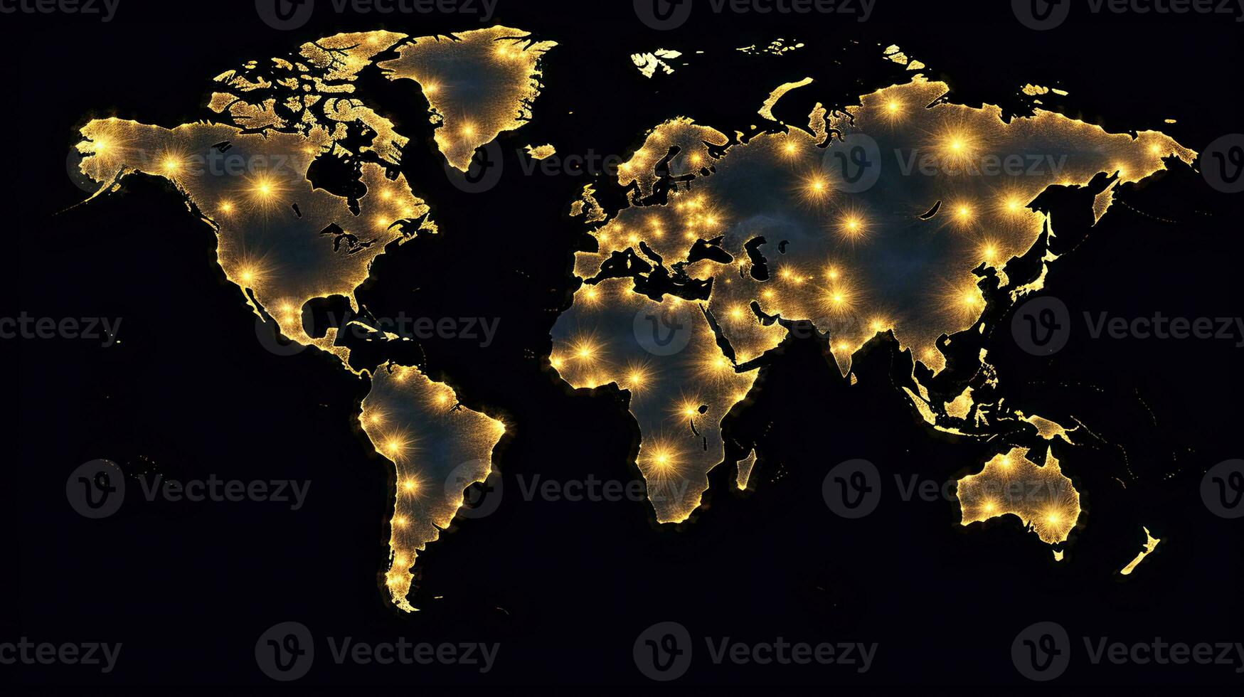 World map in night background. Generative AI. photo
