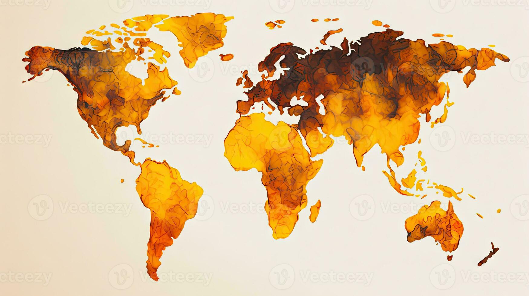World map oil paint background. Generative AI. photo