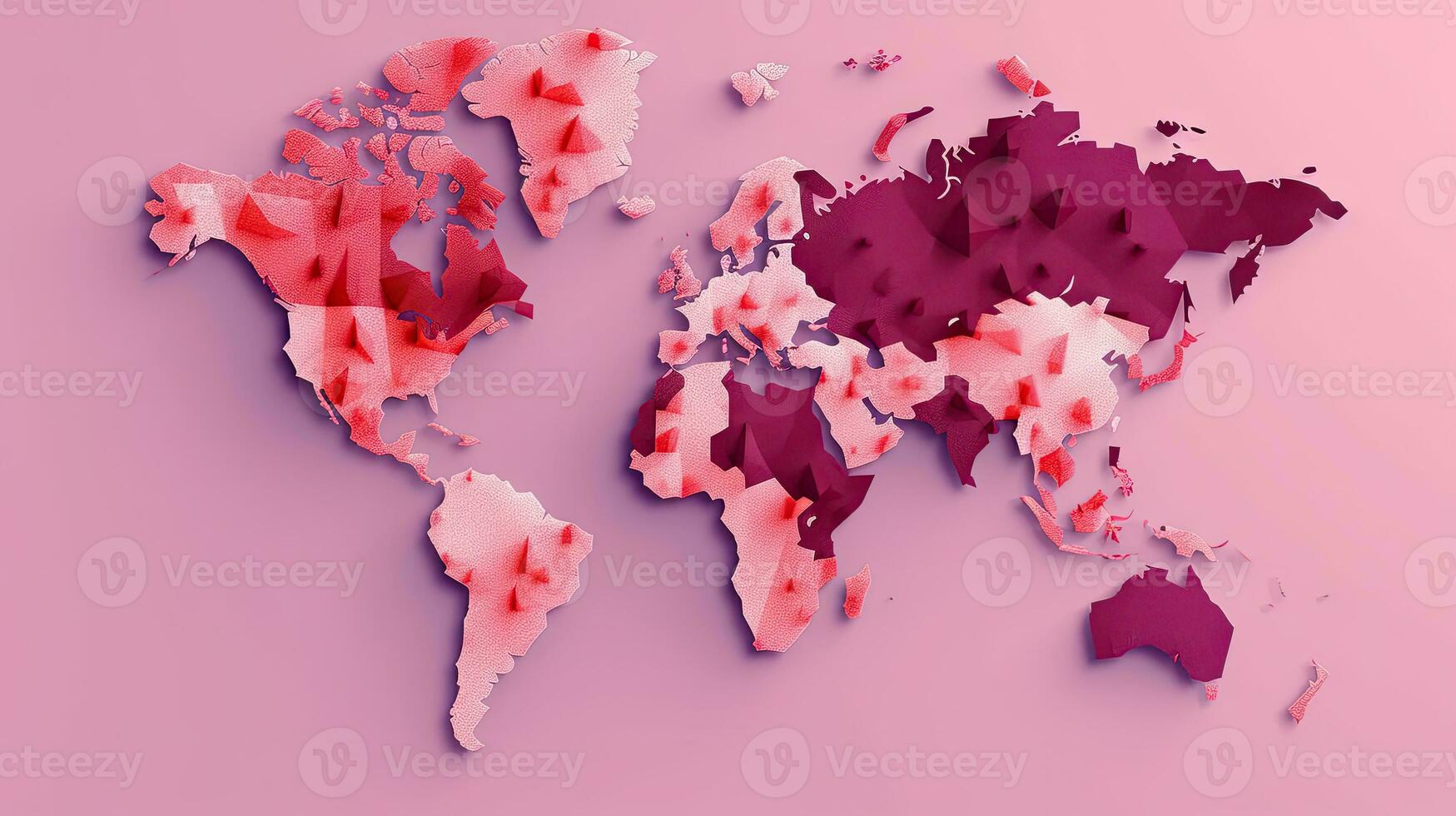 World map pink art background. Generative AI. photo