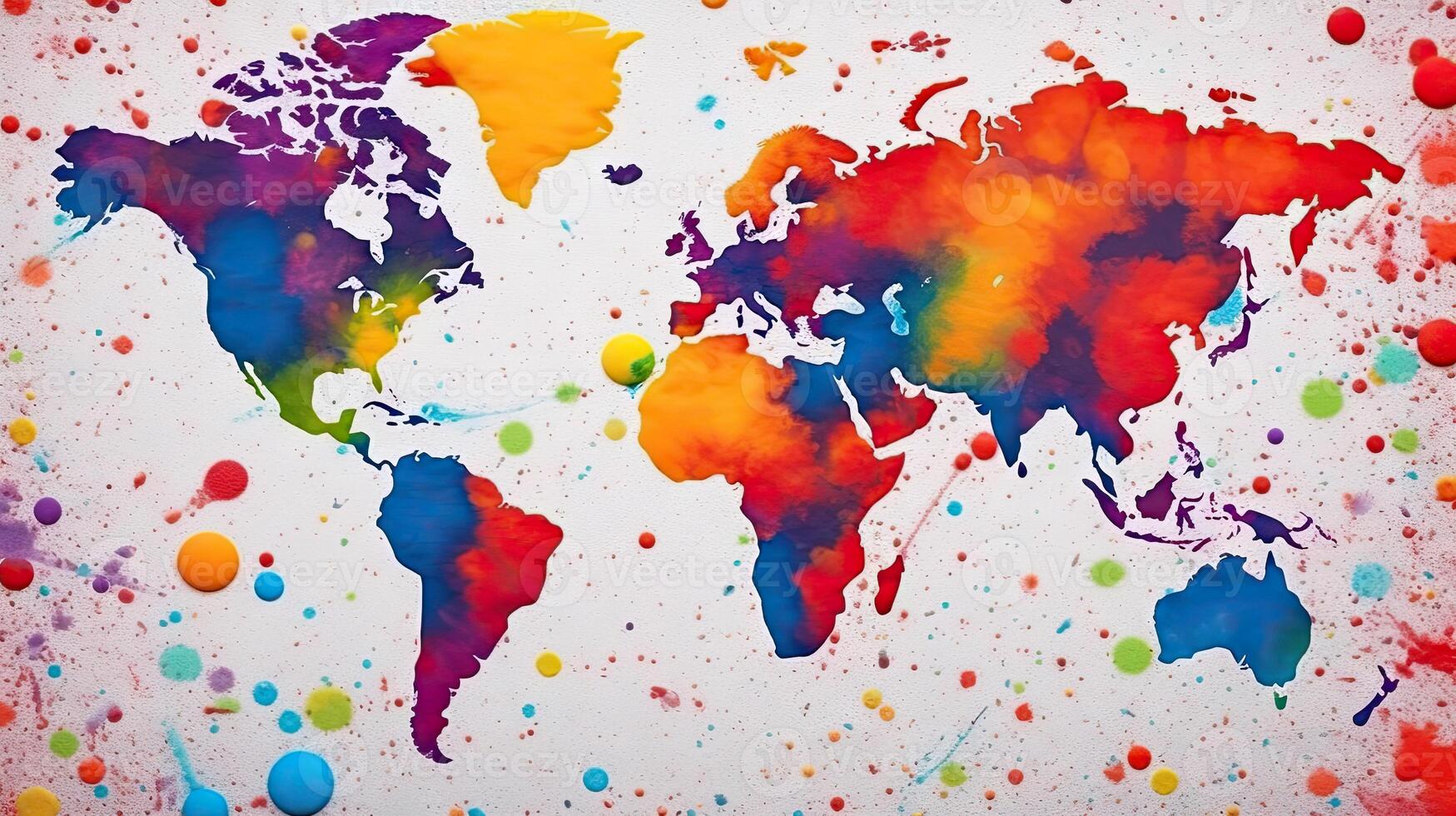 World map painting background. . photo