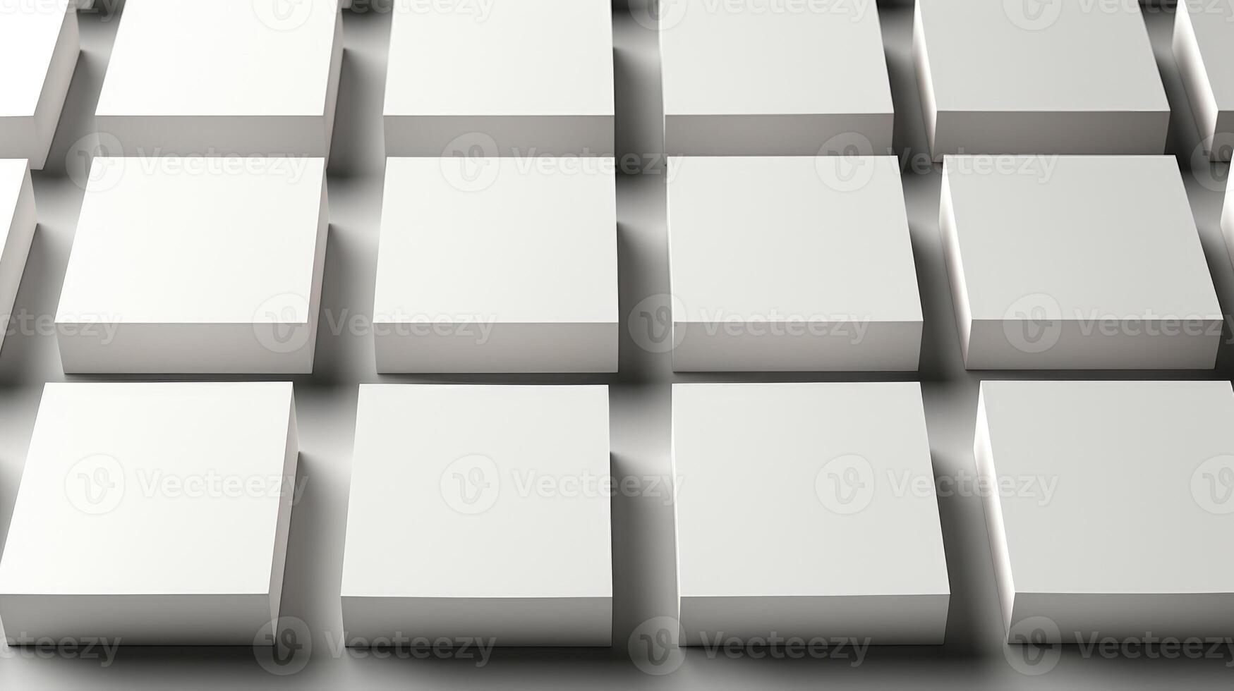 White cubes in a row. Abstract background. Generative AI. photo