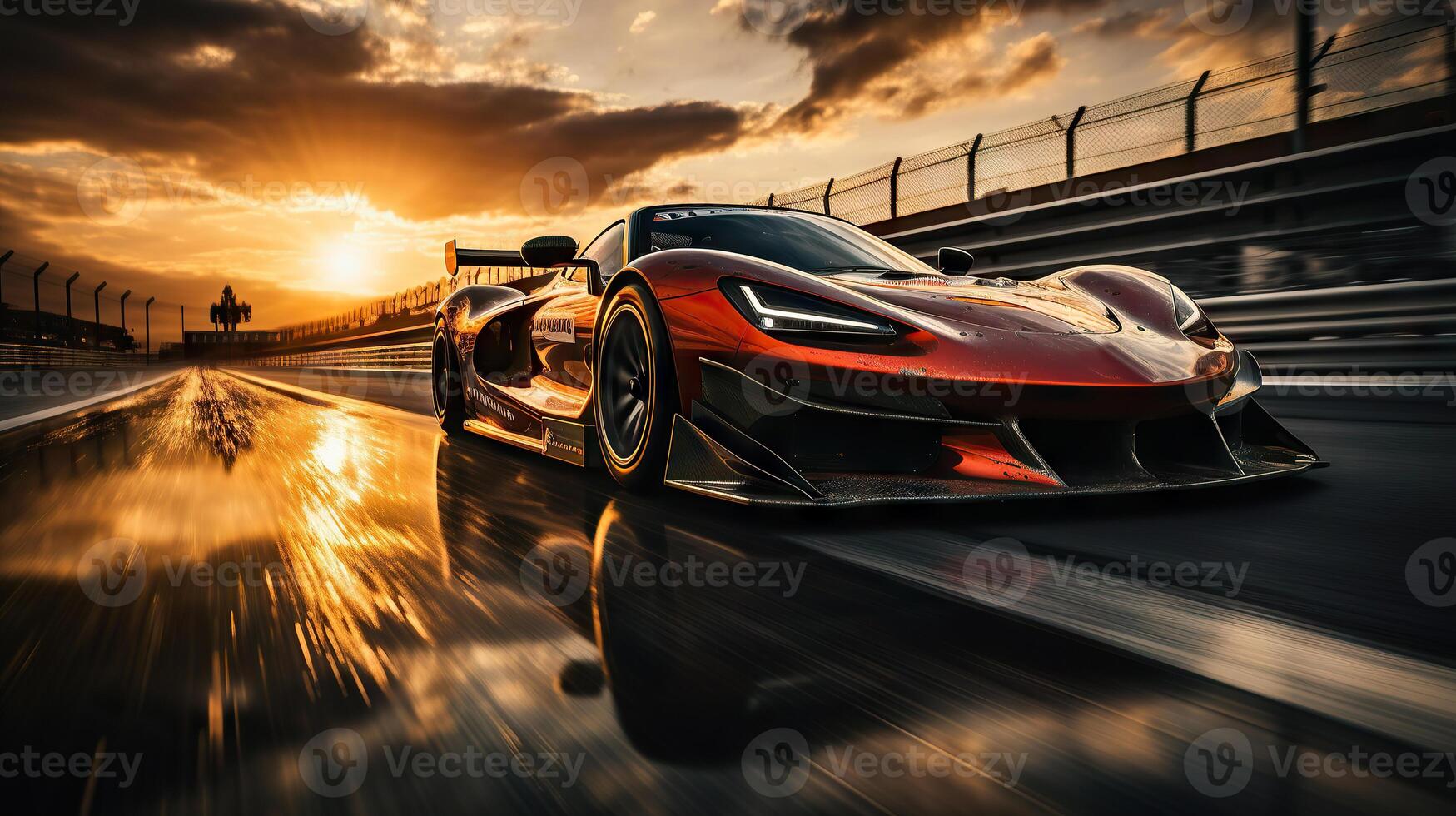 Sports car on the road with motion blur background, extreme race concept. . photo