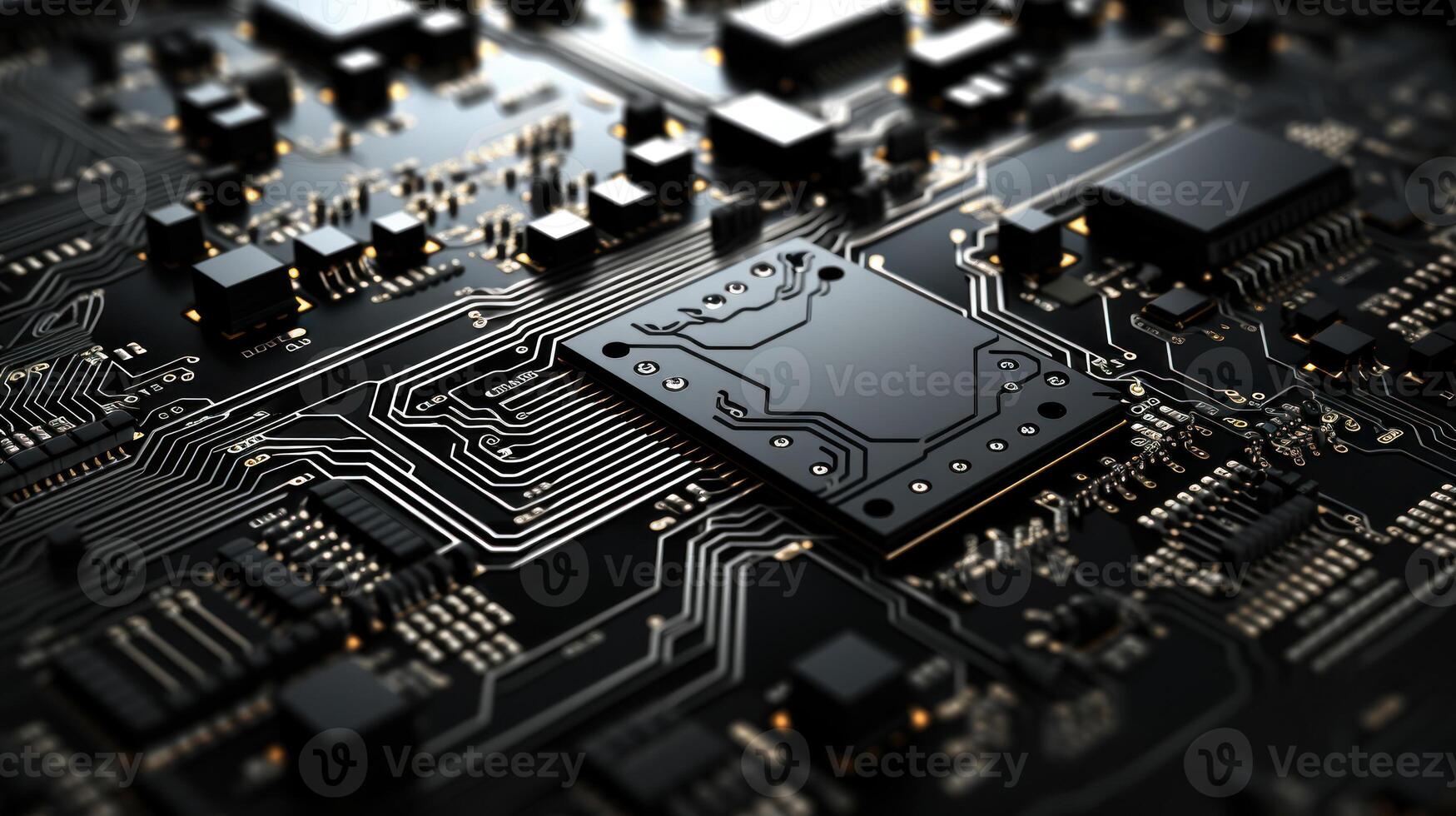 Close-up of electronic circuit board. Technology background. Generative AI. photo