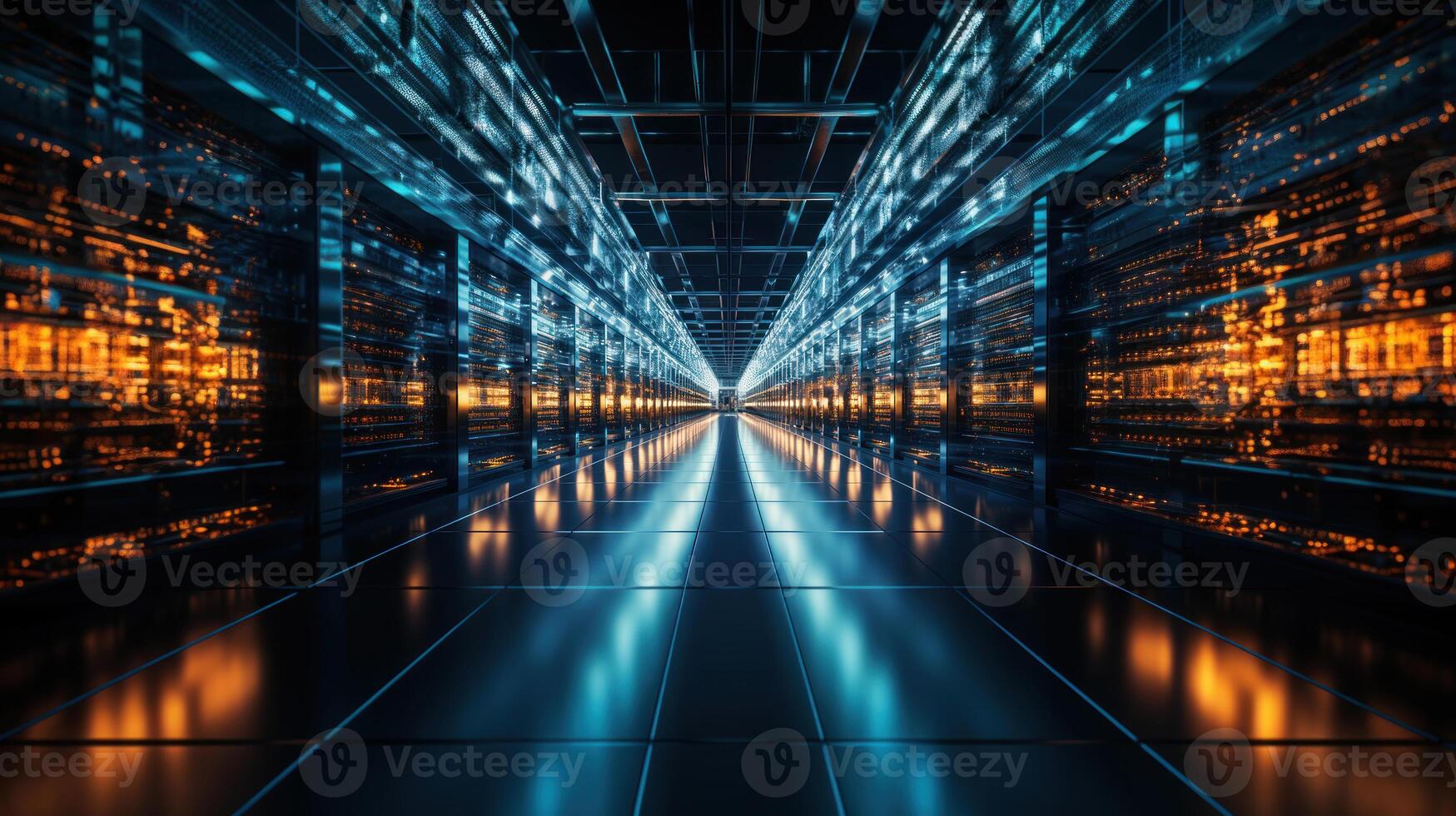 Abstract technology background. Hi-tech data corridor. . photo