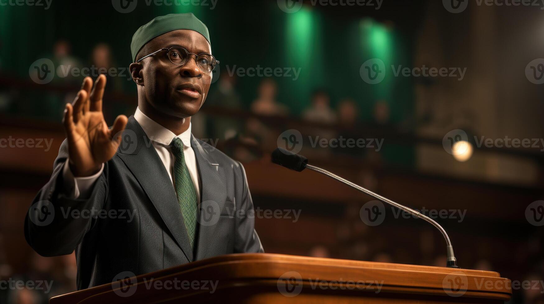 African muslim politics speaker giving a talk at a congress. . photo