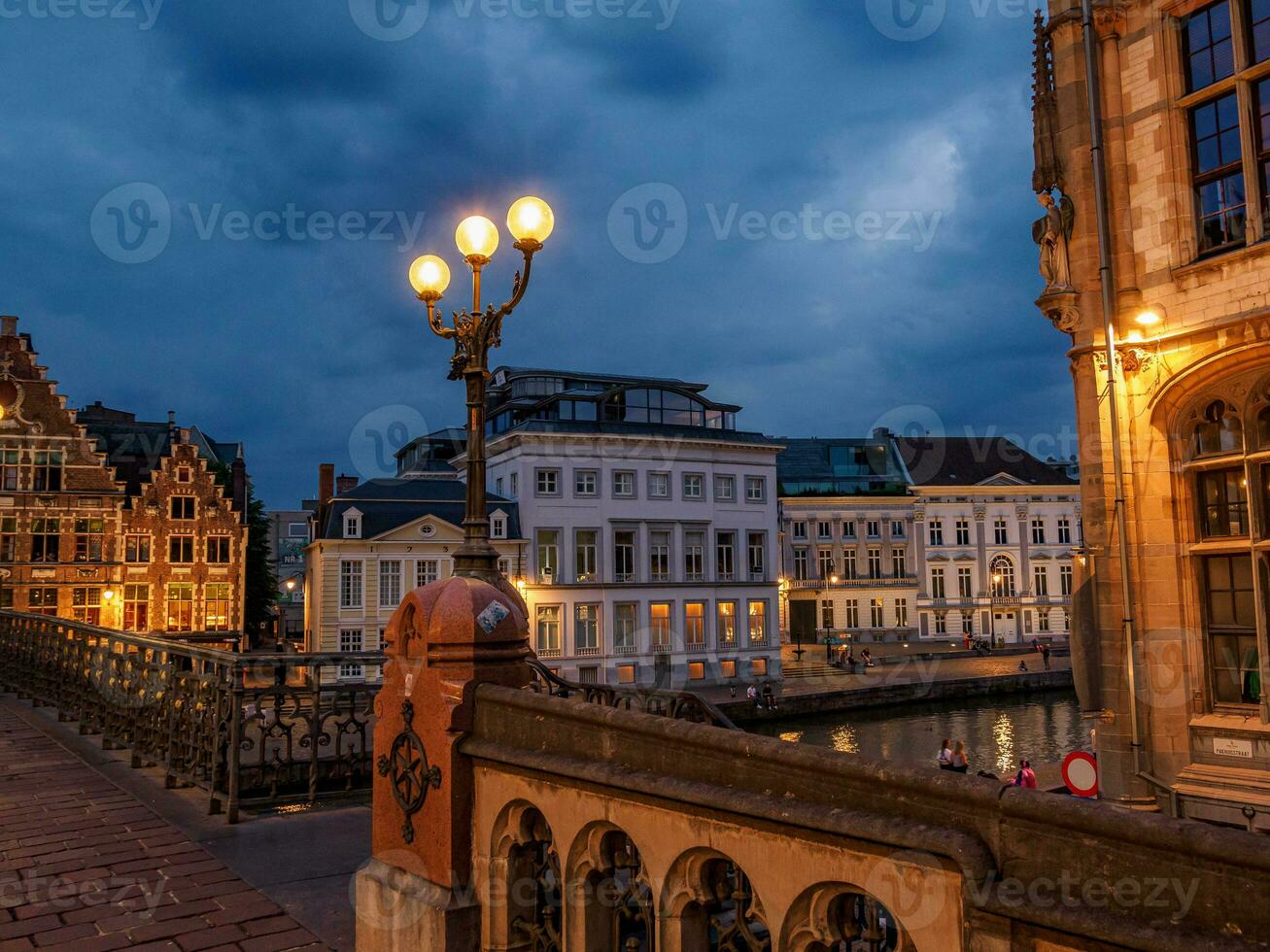 the city of Gent in Belgium at night photo