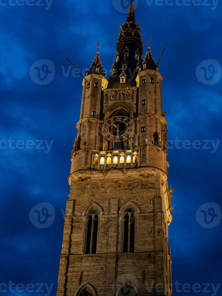 the city of Gent in Belgium at night photo