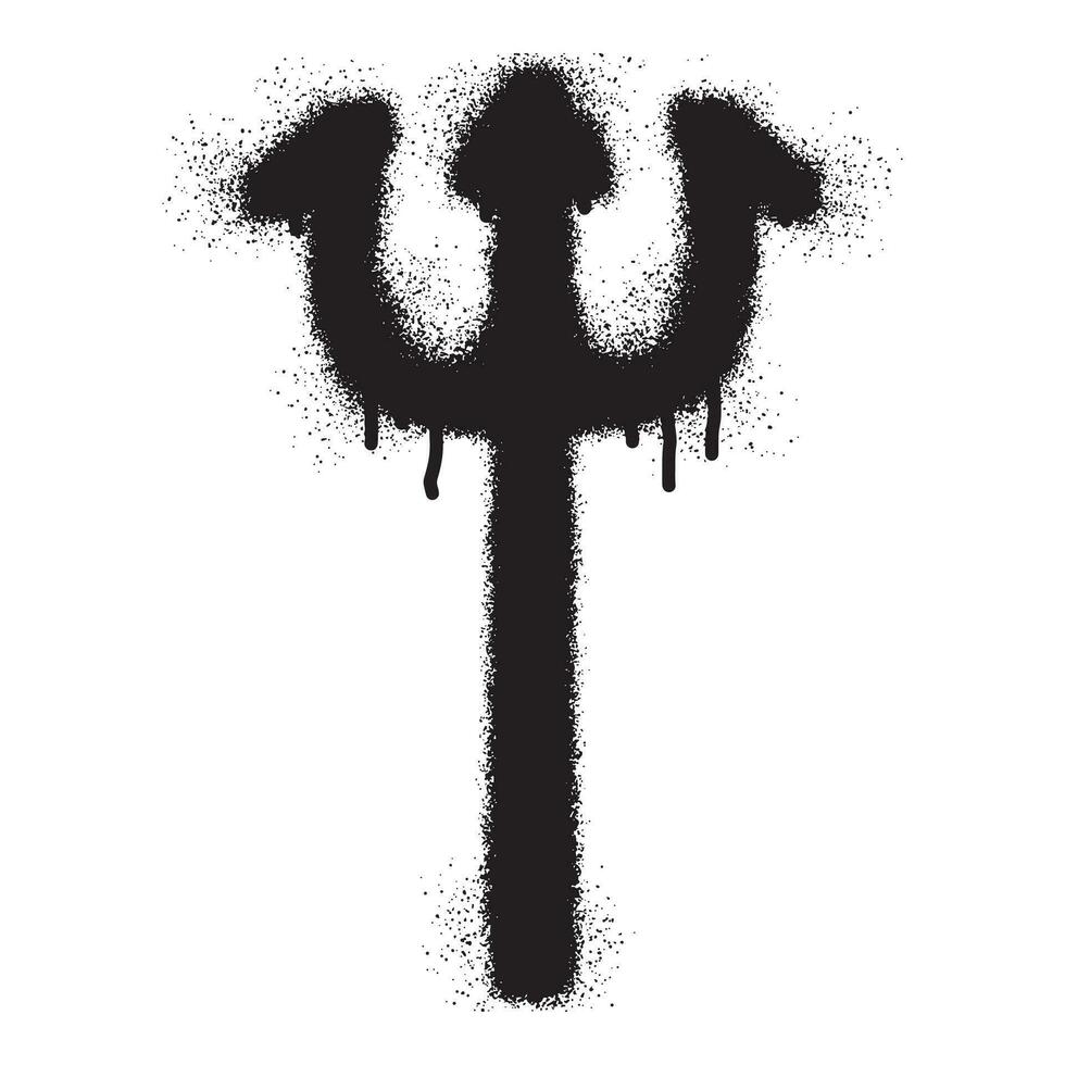 Trident icon graffiti with black spray paint vector