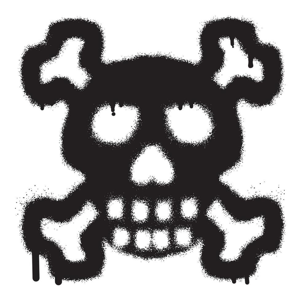 Skull and crossbones poison icon graffiti with black spray paint vector