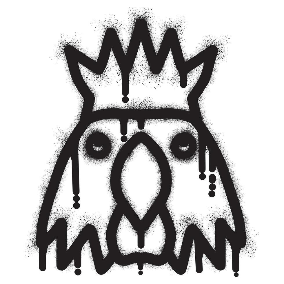 Rooster king graffiti with black spray paint vector