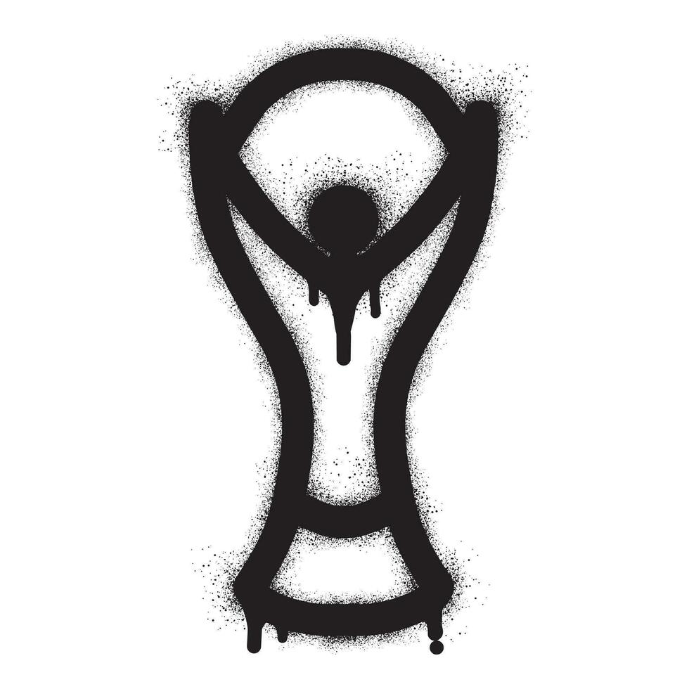 World champion trophy icon graffiti with black spray paint vector