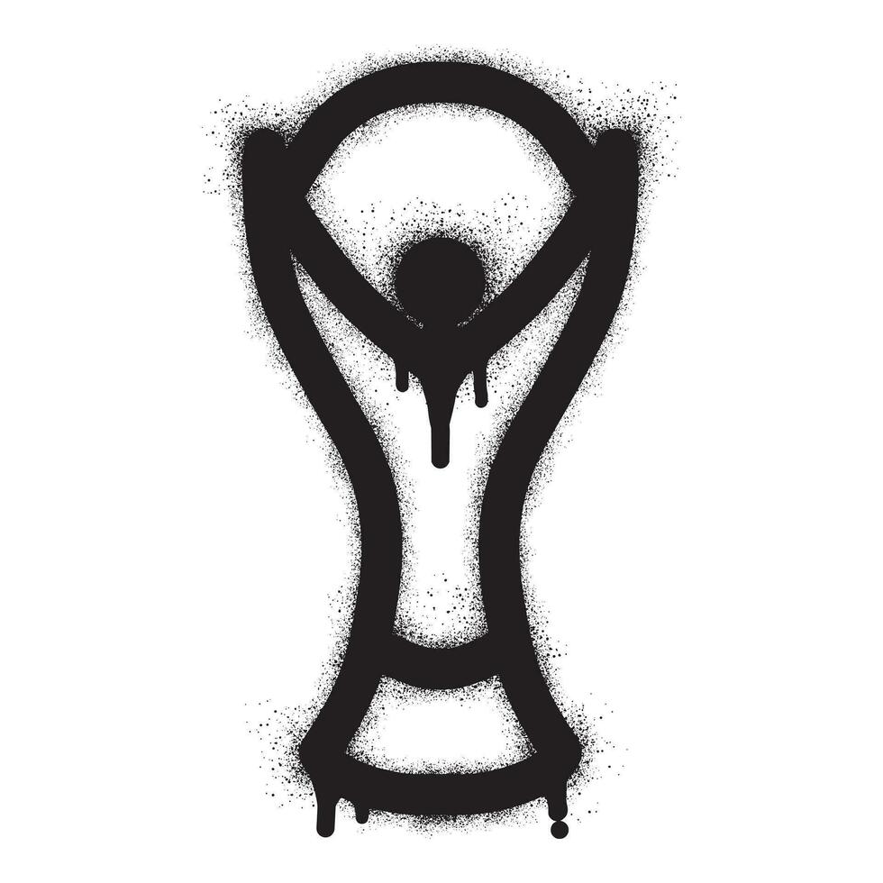 World champion trophy icon graffiti with black spray paint vector