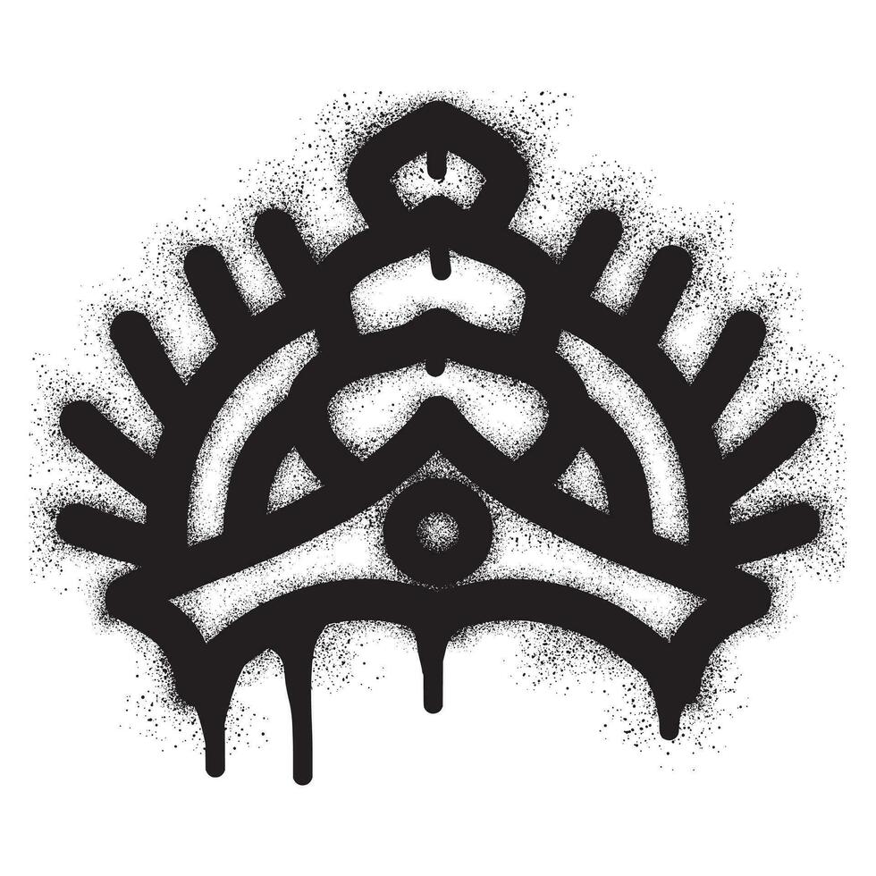 Hindu king crown graffiti with black spray paint vector