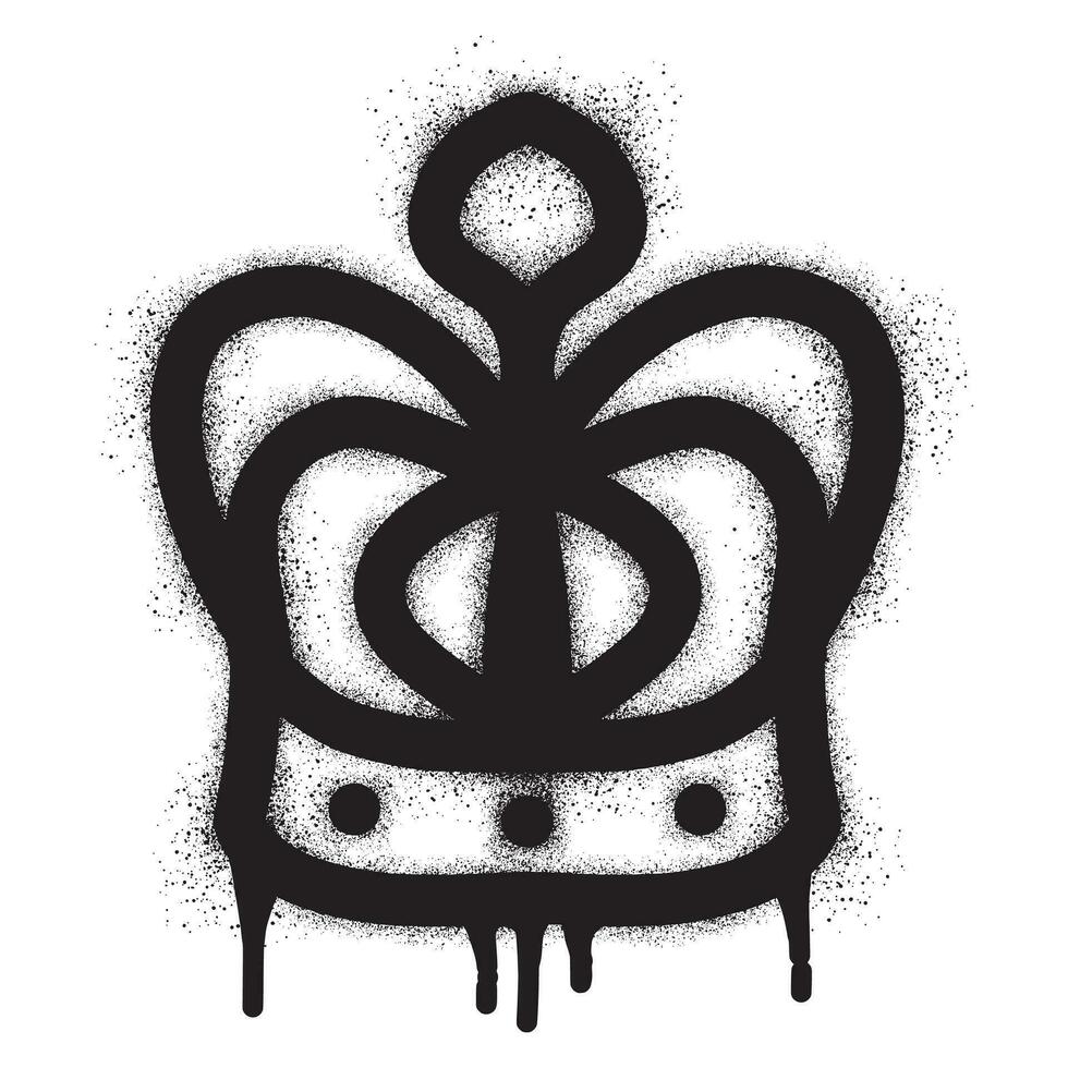 Graffiti spray crown icon with black spray paint vector