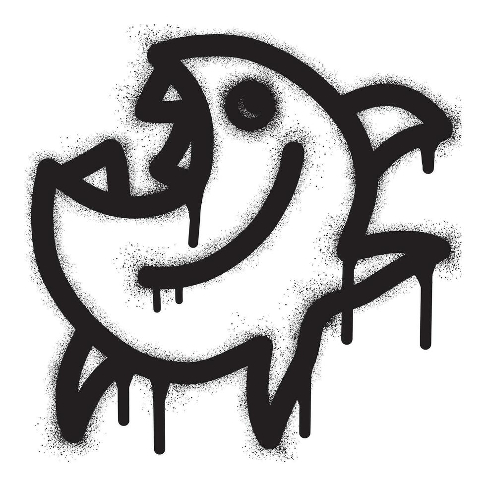 Piranha graffiti with black spray paint vector