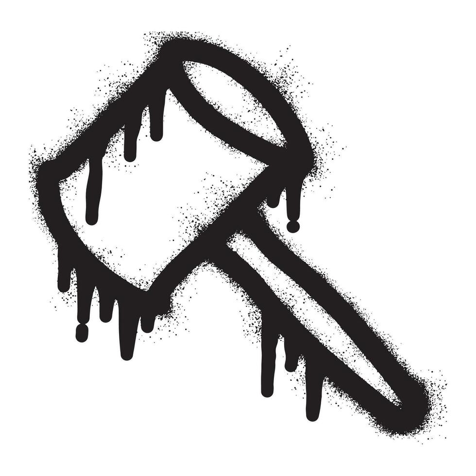 Hammer icon graffiti with black spray paint vector