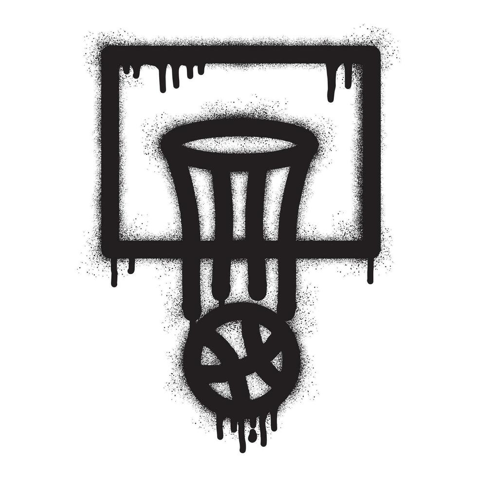 Basketball hoop graffiti with black spray paint vector