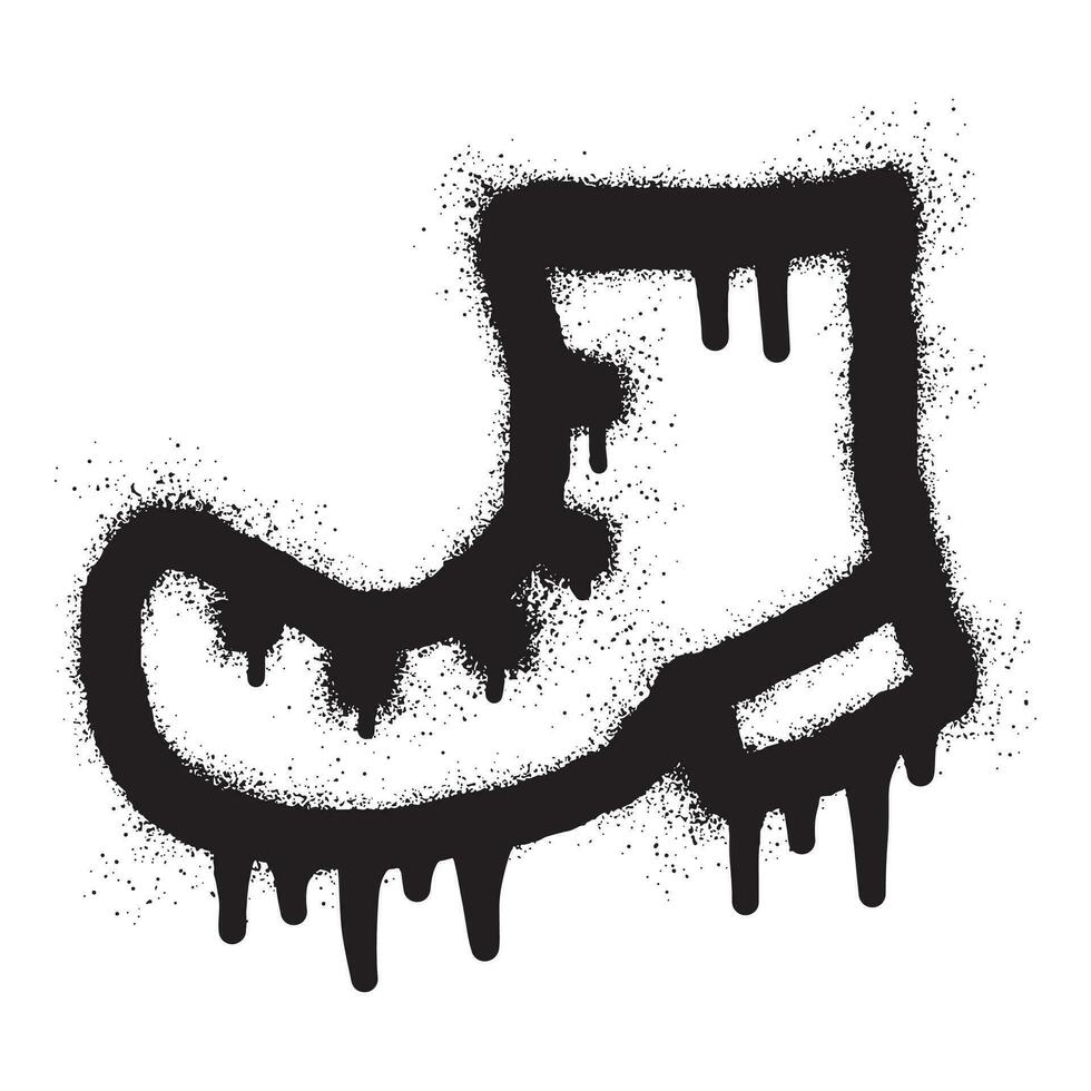 Boot icon graffiti with black spray paint vector
