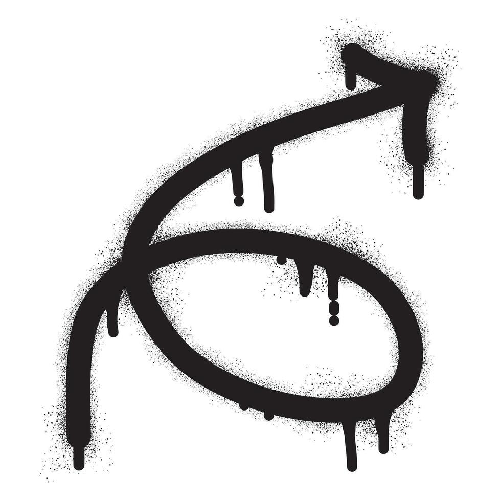 Arrow icon graffiti with black spray paint vector