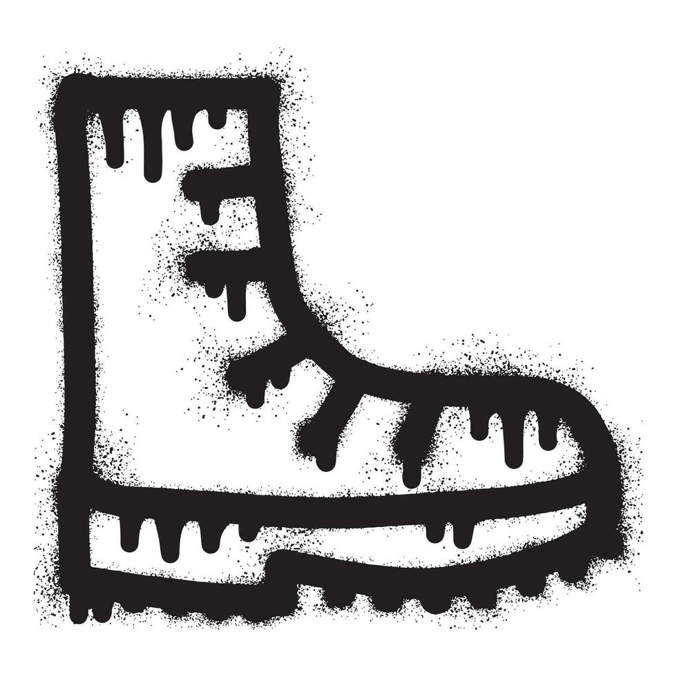 Boot icon graffiti with black spray paint vector